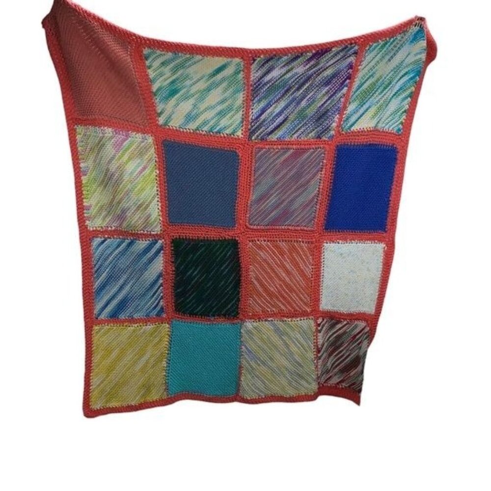 Handmade Crocheted Squares Blanket multicolored - Picture 1 of 4
